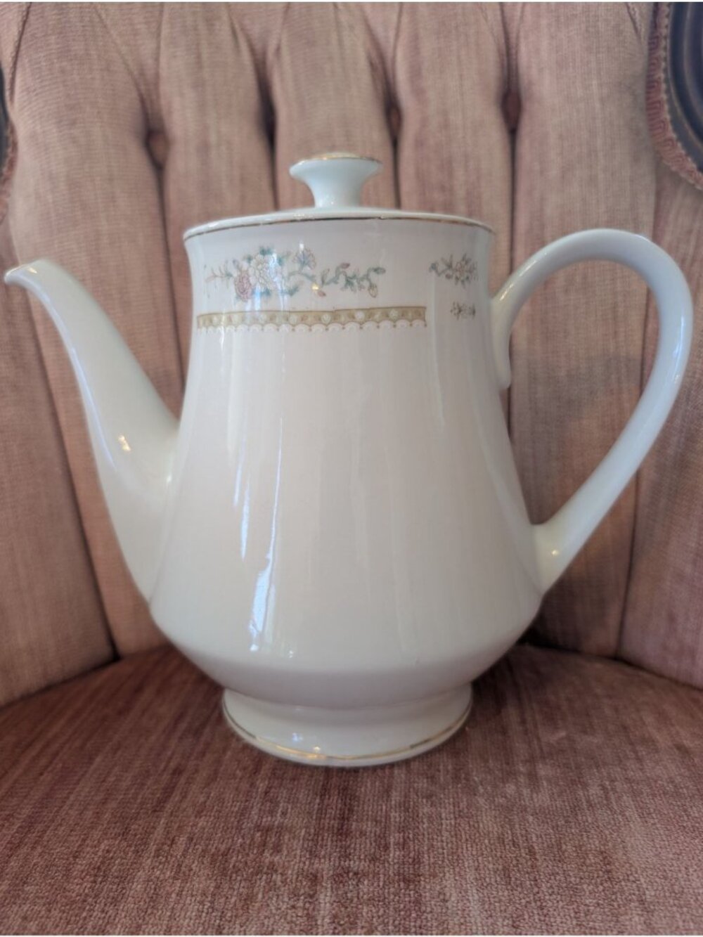 Vintage Baum Brothers Ming Floral Coffee Pot Fine Porcelain China 6 cups 8" tall